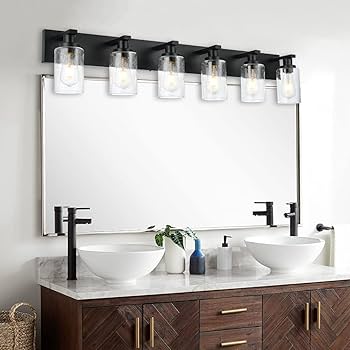 WINSHEN Modern Bathroom Vanity Light 6-Light Lamp in Black